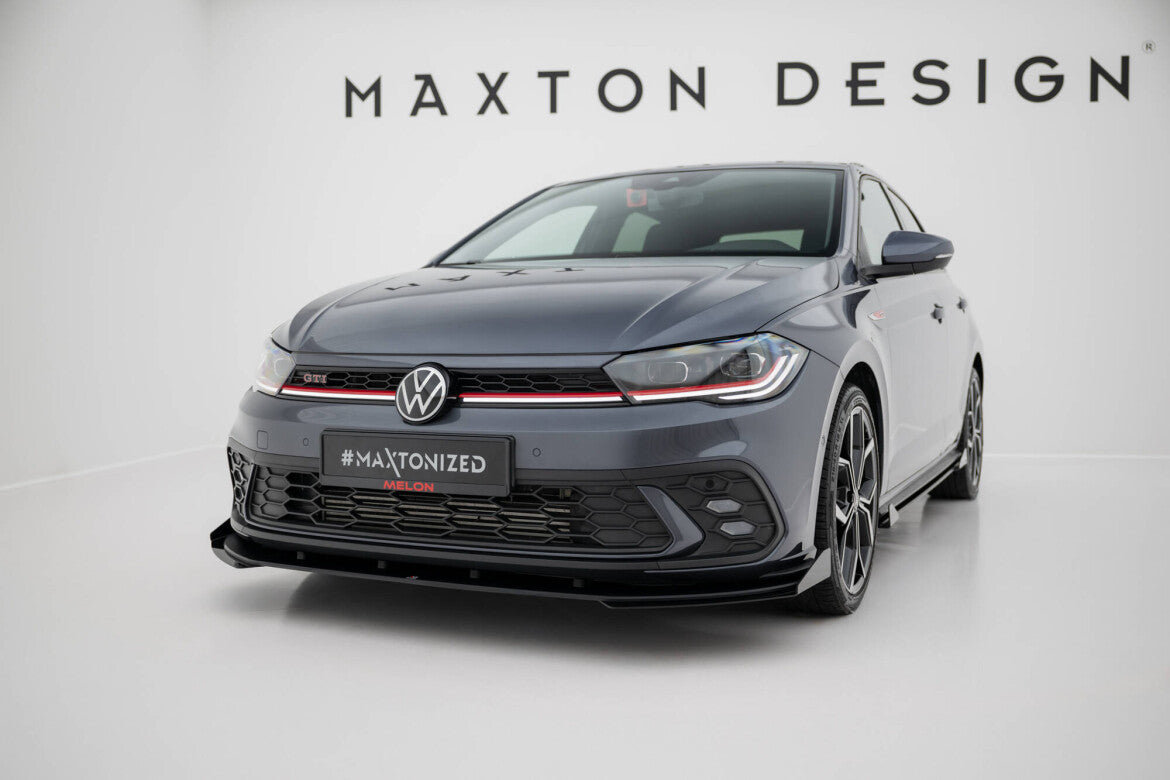Street Pro Frontlippe passend für VW Polo GTI Mk6 FL schwarz matt + Hochglanz Flaps