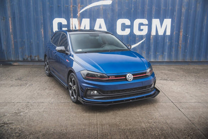 Street Pro Frontlippe passend für VW Polo GTI Mk6 schwarz matt + Hochglanz Flaps