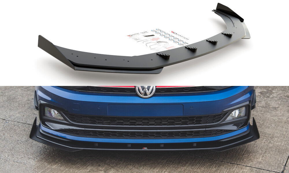 Street Pro Frontlippe passend für VW Polo GTI Mk6 schwarz matt + Hochglanz Flaps