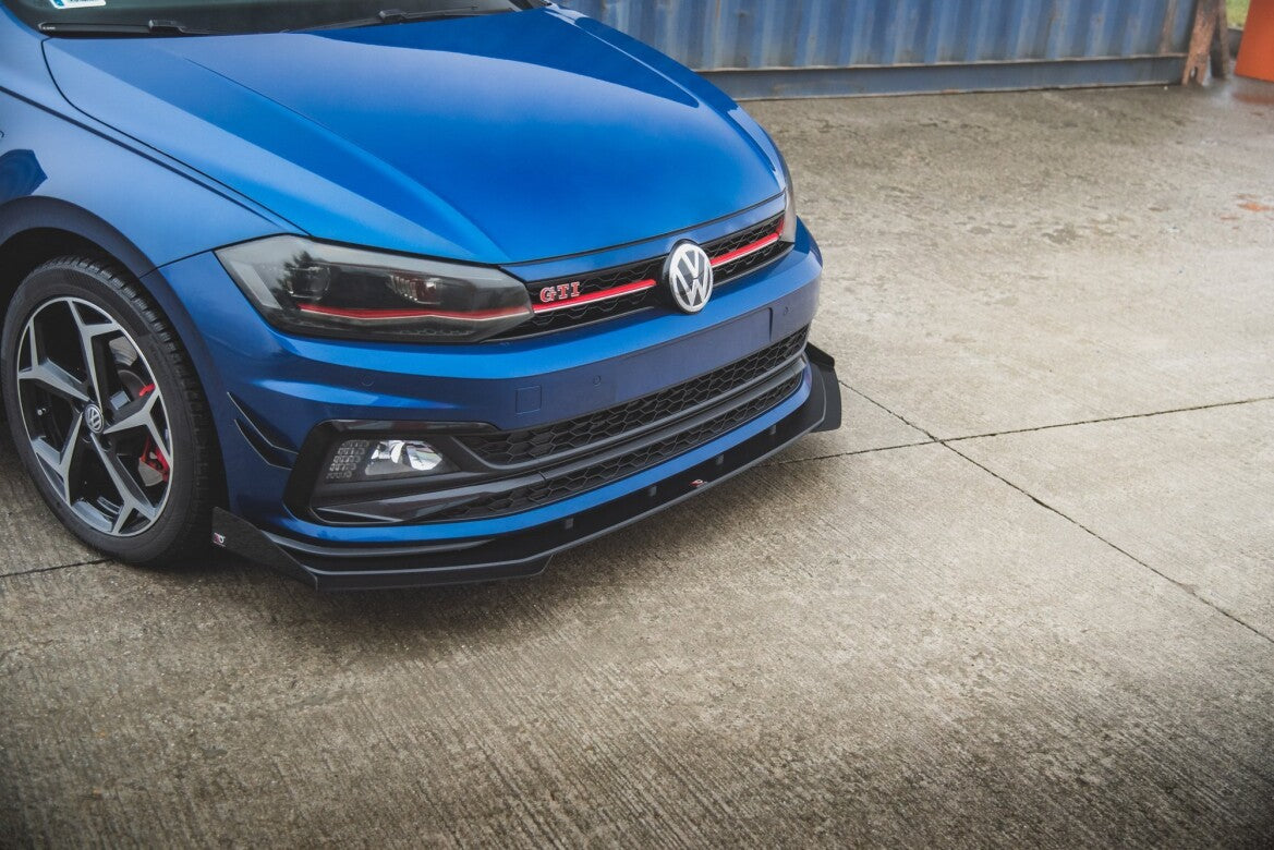 Street Pro Frontlippe passend für VW Polo GTI Mk6 schwarz matt + Hochglanz Flaps