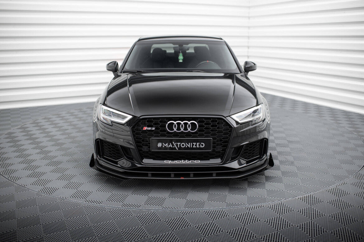 Street Pro Frontlippe V.1 passend für Audi RS3 Limousine 8V FL schwarz matt + Hochglanz Flaps