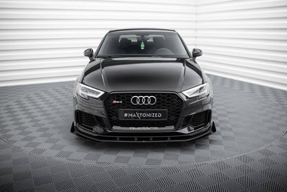 Street Pro Frontlippe V.1 passend für Audi RS3 Limousine 8V FL schwarz matt + Hochglanz Flaps