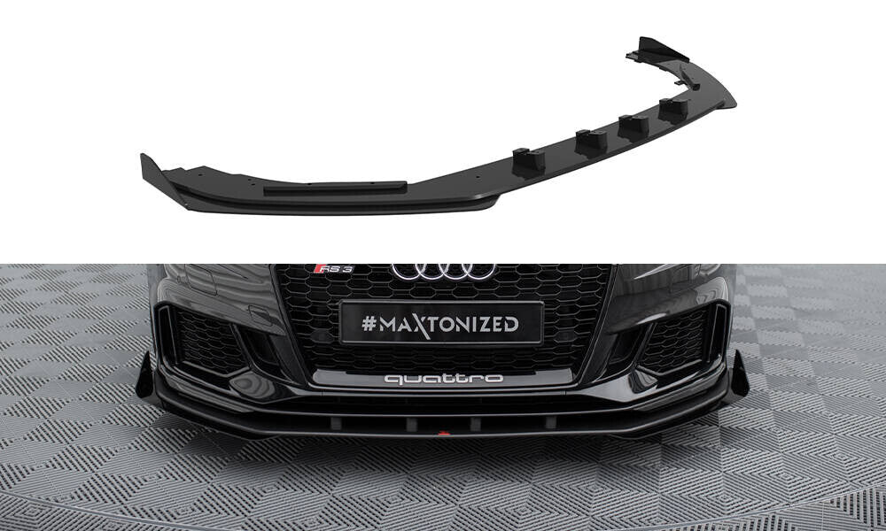 Street Pro Frontlippe V.1 passend für Audi RS3 Limousine 8V FL schwarz matt + Hochglanz Flaps