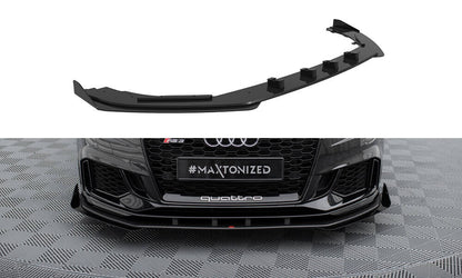 Street Pro Frontlippe V.1 passend für Audi RS3 Limousine 8V FL schwarz matt + Hochglanz Flaps