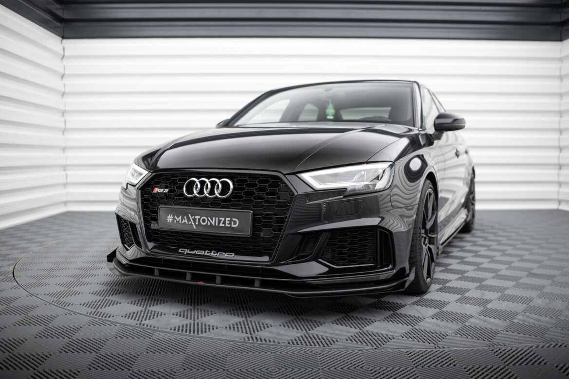 Street Pro Frontlippe V.1 passend für Audi RS3 Limousine 8V FL schwarz matt + Hochglanz Flaps