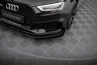 Street Pro Frontlippe V.1 passend für Audi RS3 Limousine 8V FL schwarz matt + Hochglanz Flaps