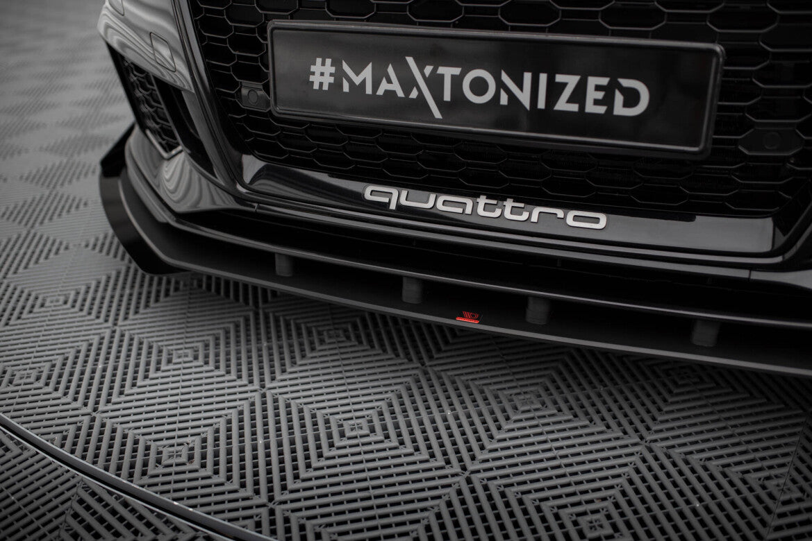Street Pro Frontlippe V.1 passend für Audi RS3 Limousine 8V FL schwarz matt + Hochglanz Flaps