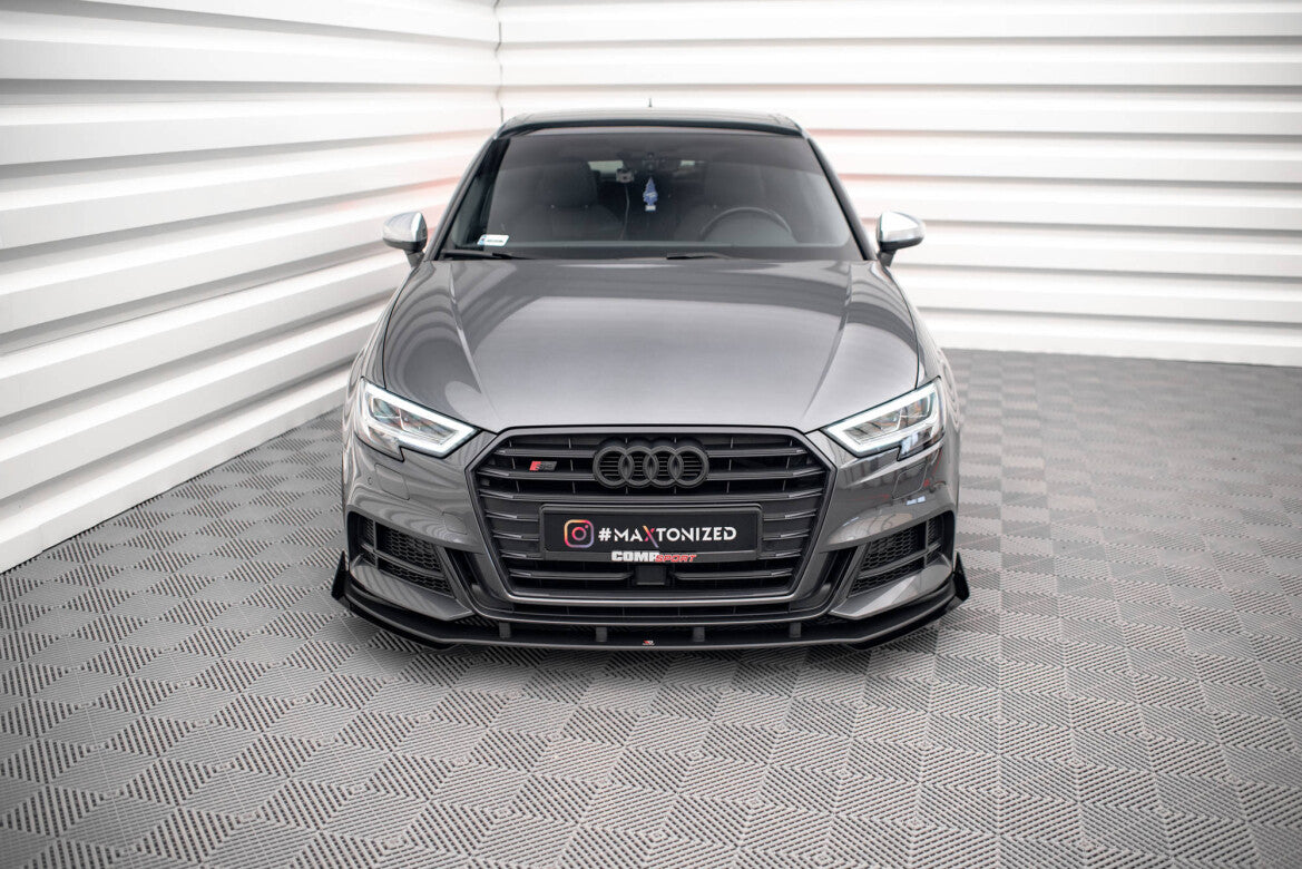 Street Pro Frontlippe V.1 passend für Audi S3 / A3 S-Line Sportback 8V FL schwarz matt + Hochglanz Flaps