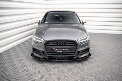 Street Pro Frontlippe V.1 passend für Audi S3 / A3 S-Line Sportback 8V FL schwarz matt + Hochglanz Flaps