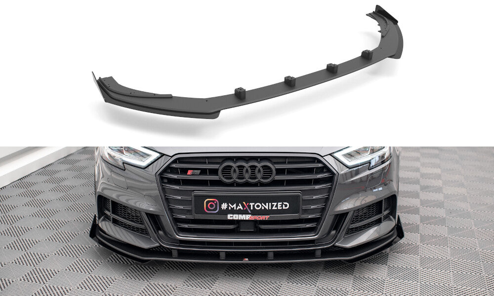 Street Pro Frontlippe V.1 passend für Audi S3 / A3 S-Line Sportback 8V FL schwarz matt + Hochglanz Flaps