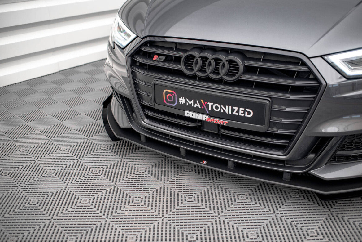Street Pro Frontlippe V.1 passend für Audi S3 / A3 S-Line Sportback 8V FL schwarz matt + Hochglanz Flaps