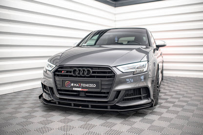 Street Pro Frontlippe V.1 passend für Audi S3 / A3 S-Line Sportback 8V FL schwarz matt + Hochglanz Flaps