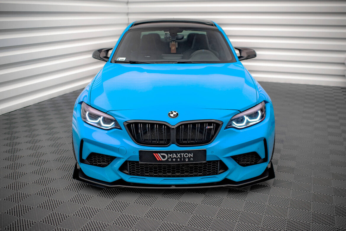 Street Pro Frontlippe V.1 passend für BMW M2 Competition F87 schwarz matt + Hochglanz Flaps