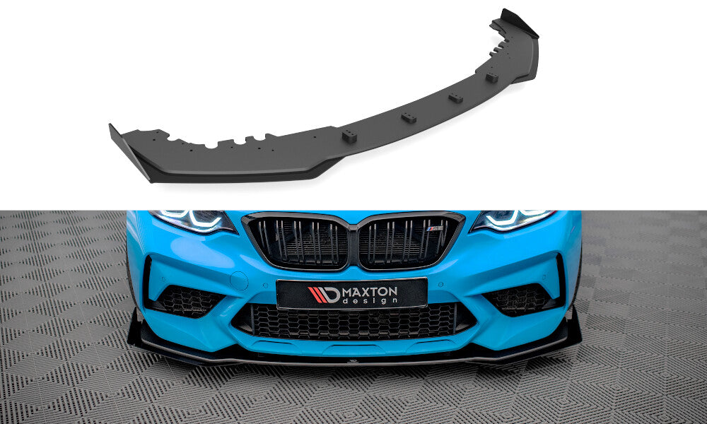 Street Pro Frontlippe V.1 passend für BMW M2 Competition F87 schwarz matt + Hochglanz Flaps