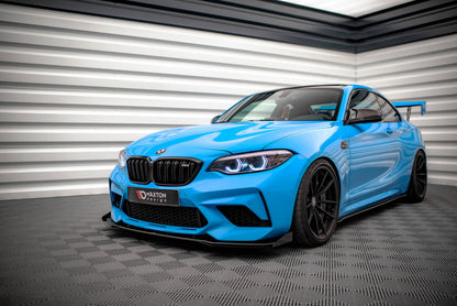 Street Pro Frontlippe V.1 passend für BMW M2 Competition F87 schwarz matt + Hochglanz Flaps