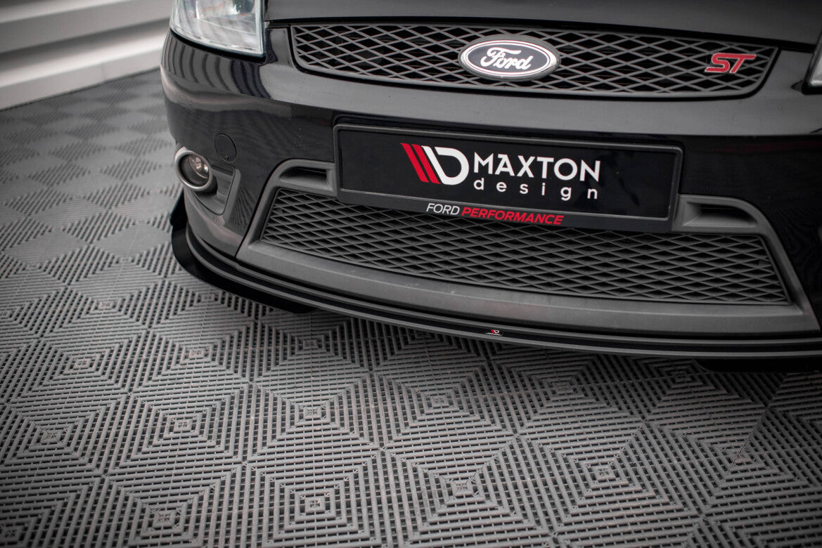 Street Pro Frontlippe V.1 passend für Ford Fiesta ST Mk6 schwarz matt + Hochglanz Flaps
