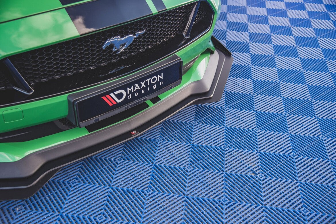 Street Pro Frontlippe V.1 passend für Ford Mustang GT Mk6 FL schwarz matt + Hochglanz Flaps