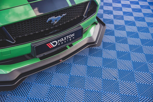 Street Pro Frontlippe V.1 passend für Ford Mustang GT Mk6 FL schwarz matt + Hochglanz Flaps