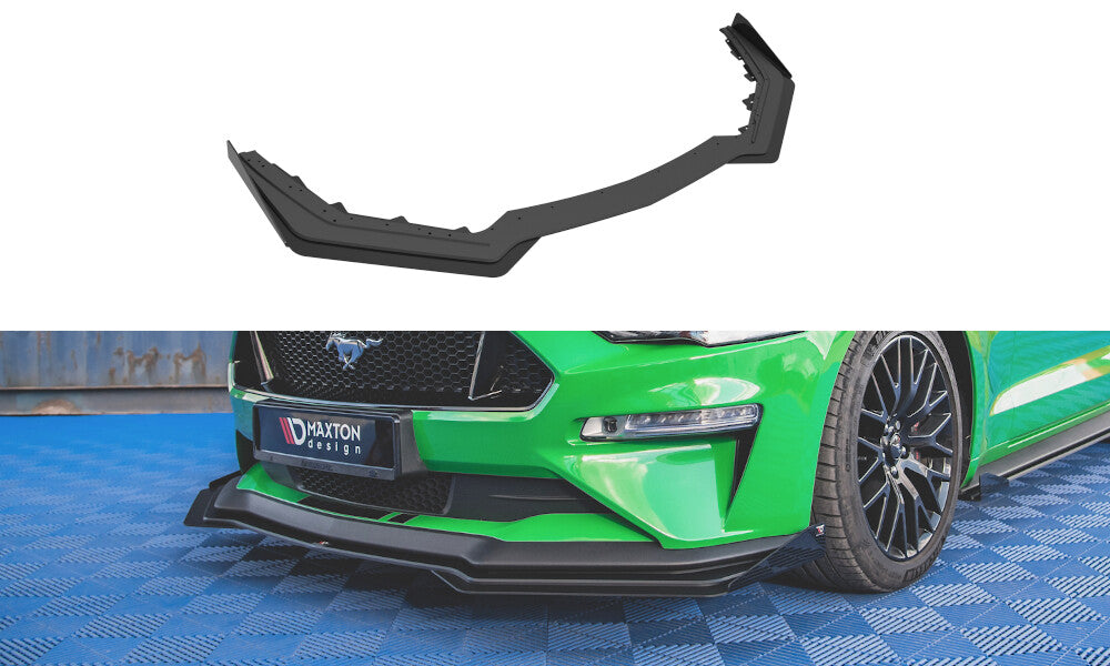 Street Pro Frontlippe V.1 passend für Ford Mustang GT Mk6 FL schwarz matt + Hochglanz Flaps