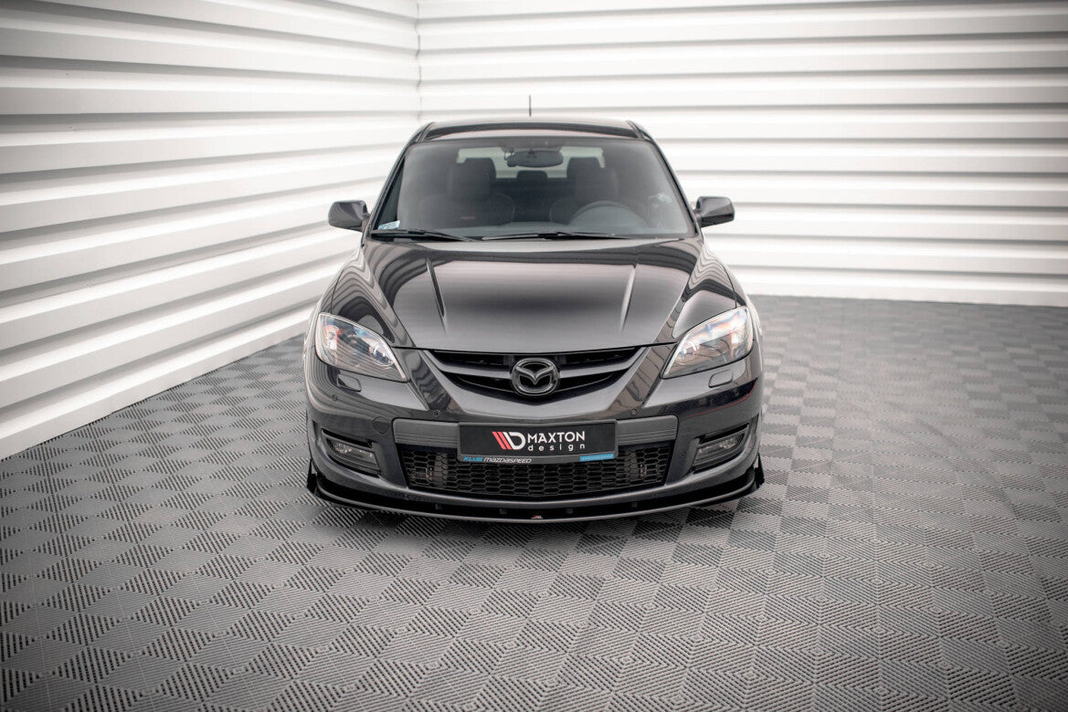 Street Pro Frontlippe V.1 passend für Mazda 3 MPS Mk1 schwarz matt + Hochglanz Flaps