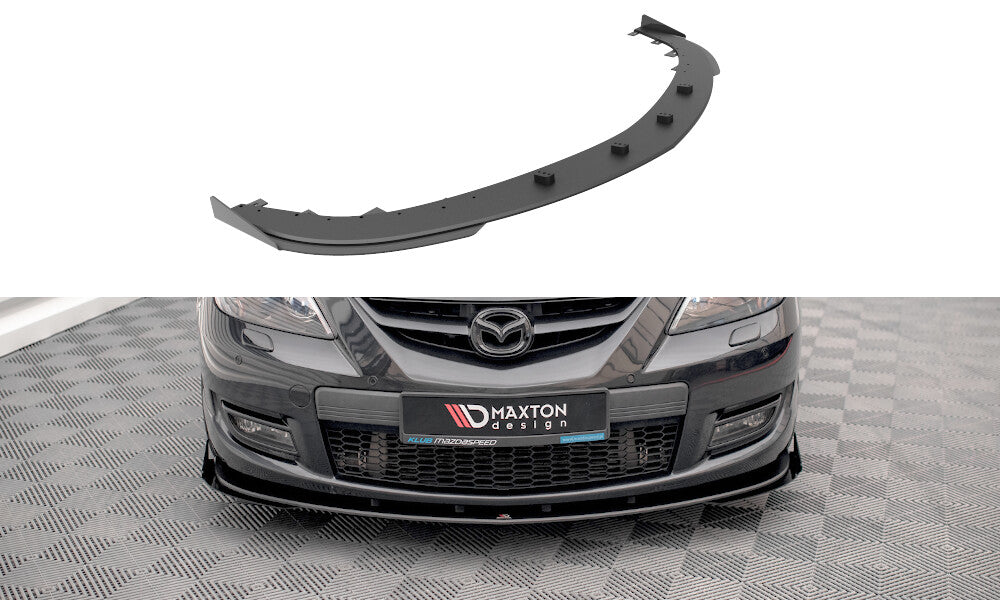 Street Pro Frontlippe V.1 passend für Mazda 3 MPS Mk1 schwarz matt + Hochglanz Flaps