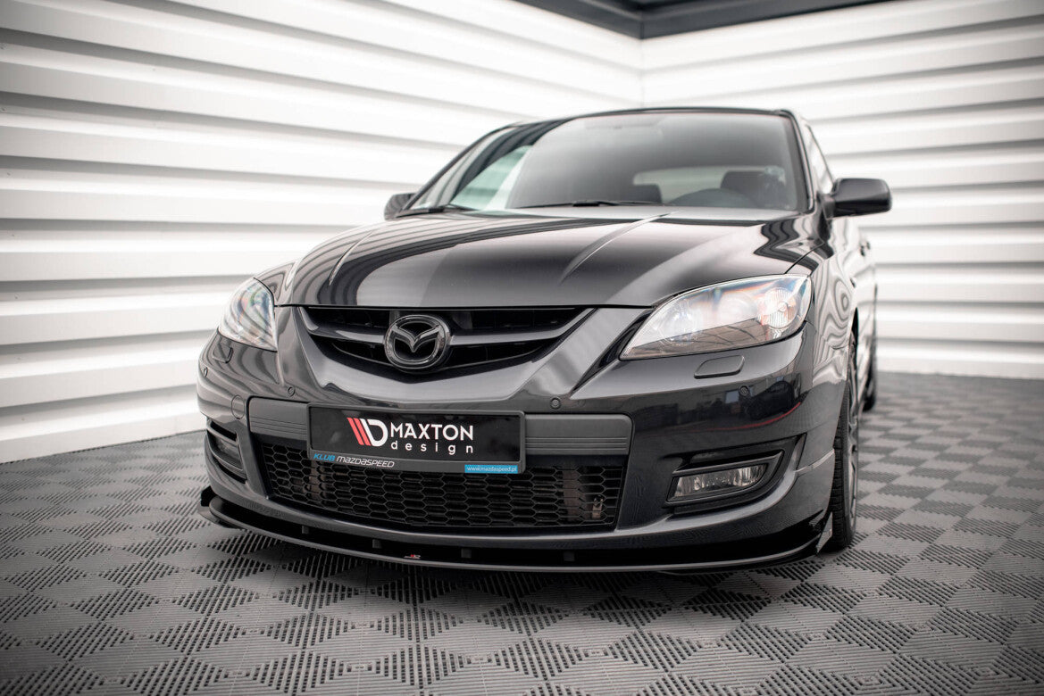 Street Pro Frontlippe V.1 passend für Mazda 3 MPS Mk1 schwarz matt + Hochglanz Flaps