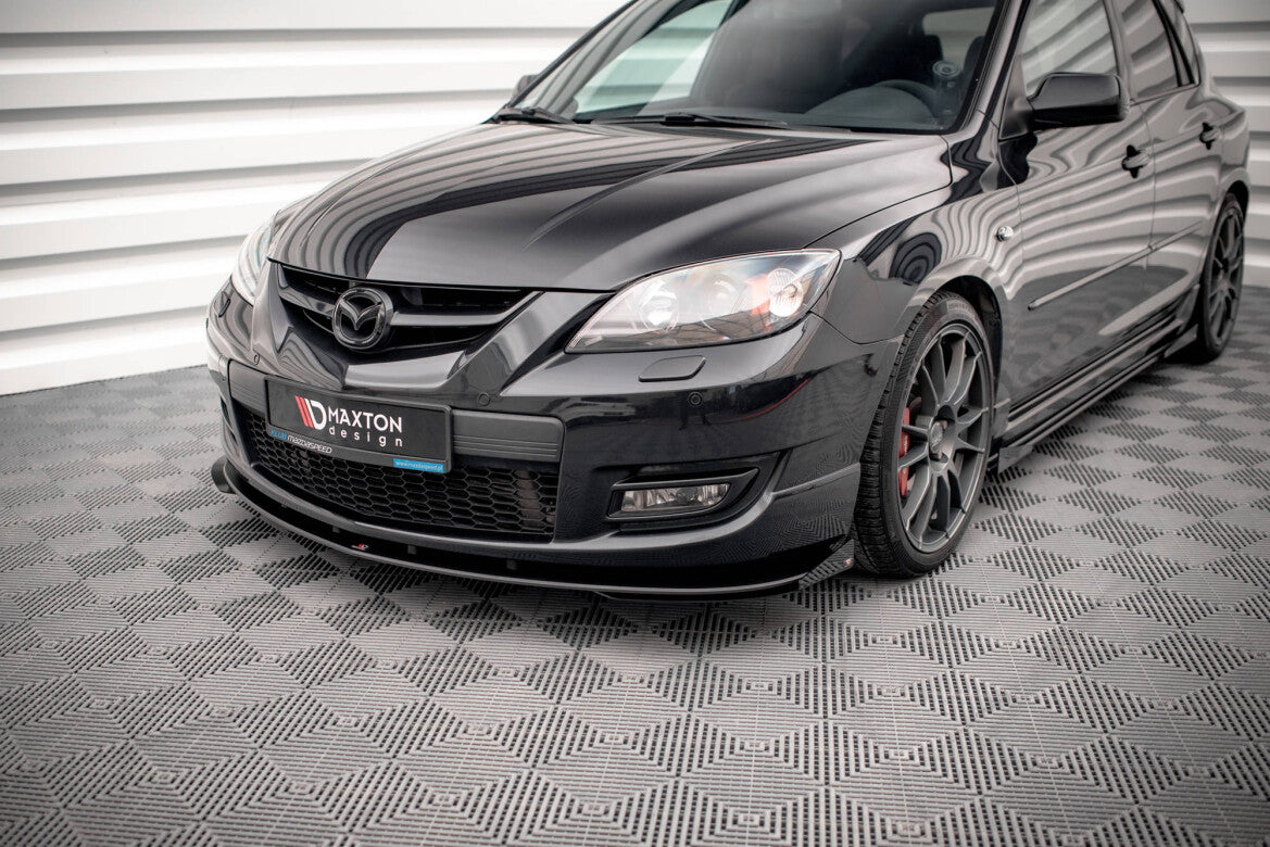 Street Pro Frontlippe V.1 passend für Mazda 3 MPS Mk1 schwarz matt + Hochglanz Flaps