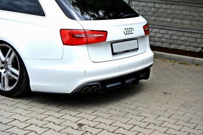 Street Pro Heckansatz Diffusor Flaps passend für Audi A6 S-Line C7 (auspuffendrohr 1x2) schwarz matt