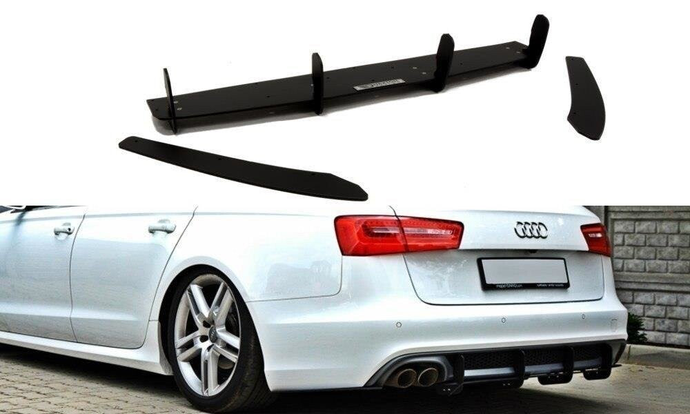Street Pro Heckansatz Diffusor Flaps passend für Audi A6 S-Line C7 (auspuffendrohr 1x2) schwarz matt