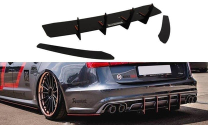 Street Pro Heckansatz Diffusor Flaps passend für Audi S6 C7 FL schwarz matt