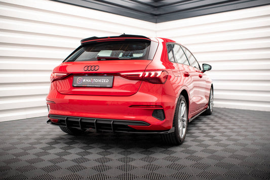 Street Pro Heckansatz Diffusor passend für Audi A3 Sportback 8Y schwarz matt + Hochglanz Flaps