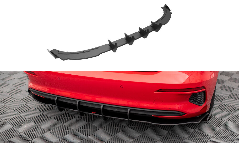 Street Pro Heckansatz Diffusor passend für Audi A3 Sportback 8Y schwarz matt + Hochglanz Flaps