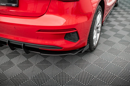Street Pro Heckansatz Diffusor passend für Audi A3 Sportback 8Y schwarz matt + Hochglanz Flaps