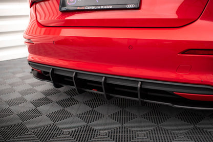 Street Pro Heckansatz Diffusor passend für Audi A3 Sportback 8Y schwarz matt + Hochglanz Flaps