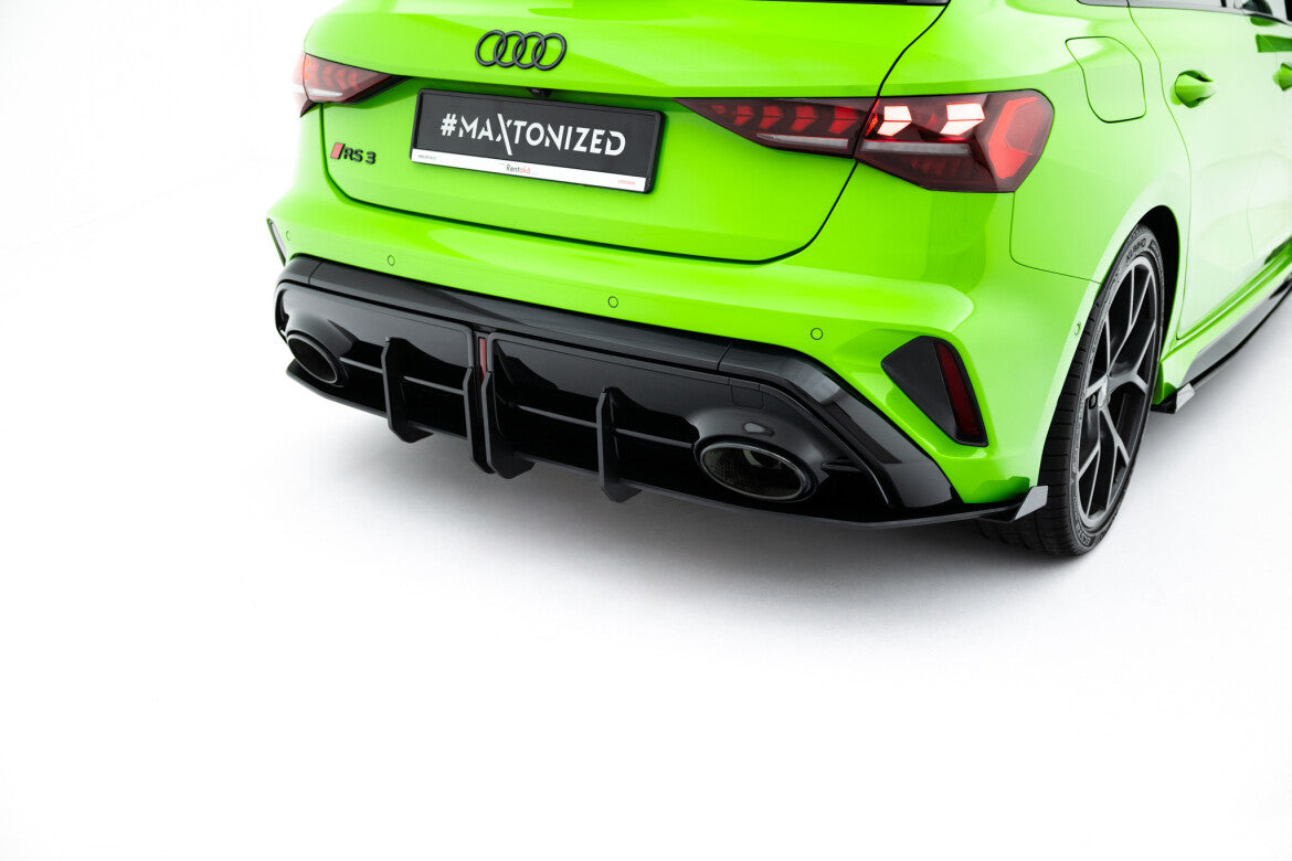 Street Pro Heckansatz Diffusor passend für Audi RS3 Sportback 8Y FL schwarz matt + Hochglanz Flaps