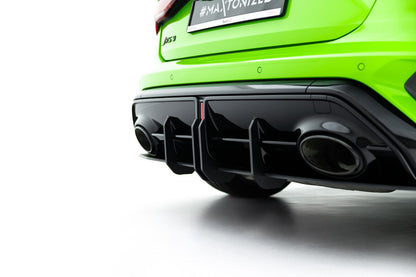 Street Pro Heckansatz Diffusor passend für Audi RS3 Sportback 8Y FL schwarz matt + Hochglanz Flaps