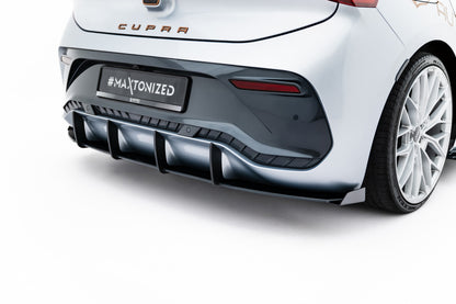 Street Pro Heckansatz Diffusor passend für CUPRA Born Mk1 schwarz matt + Hochglanz Flaps