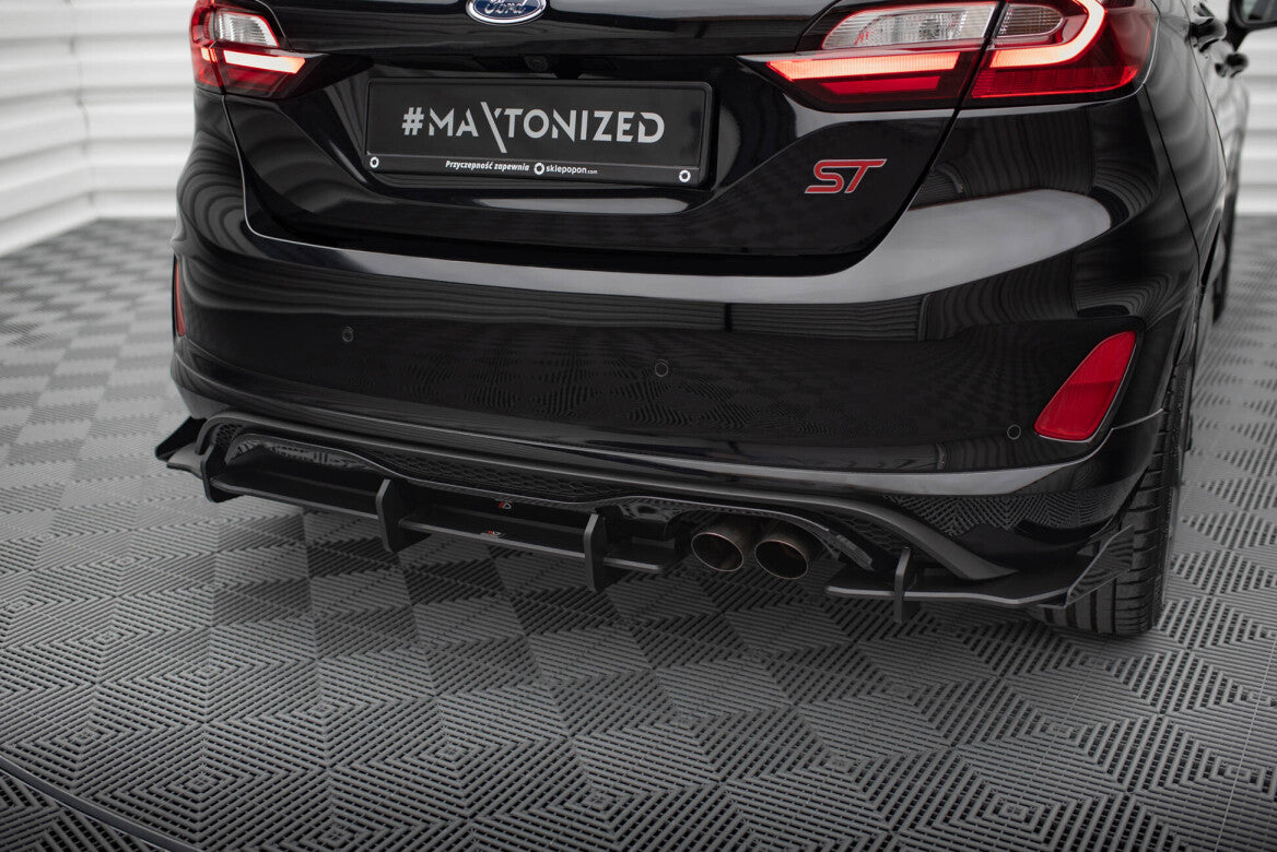 Street Pro Heckansatz Diffusor passend für Ford Fiesta Mk8 ST schwarz matt + Hochglanz Flaps