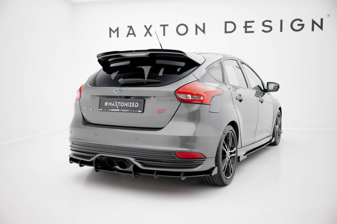 Street Pro Heckansatz Diffusor passend für Ford Focus ST Mk3 FL schwarz matt + Hochglanz Flaps