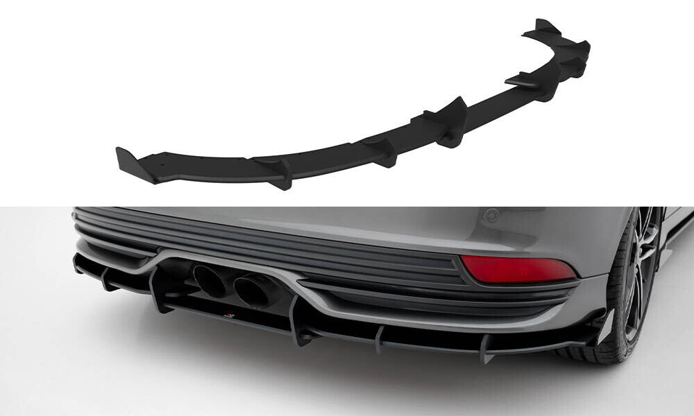 Street Pro Heckansatz Diffusor passend für Ford Focus ST Mk3 FL schwarz matt + Hochglanz Flaps