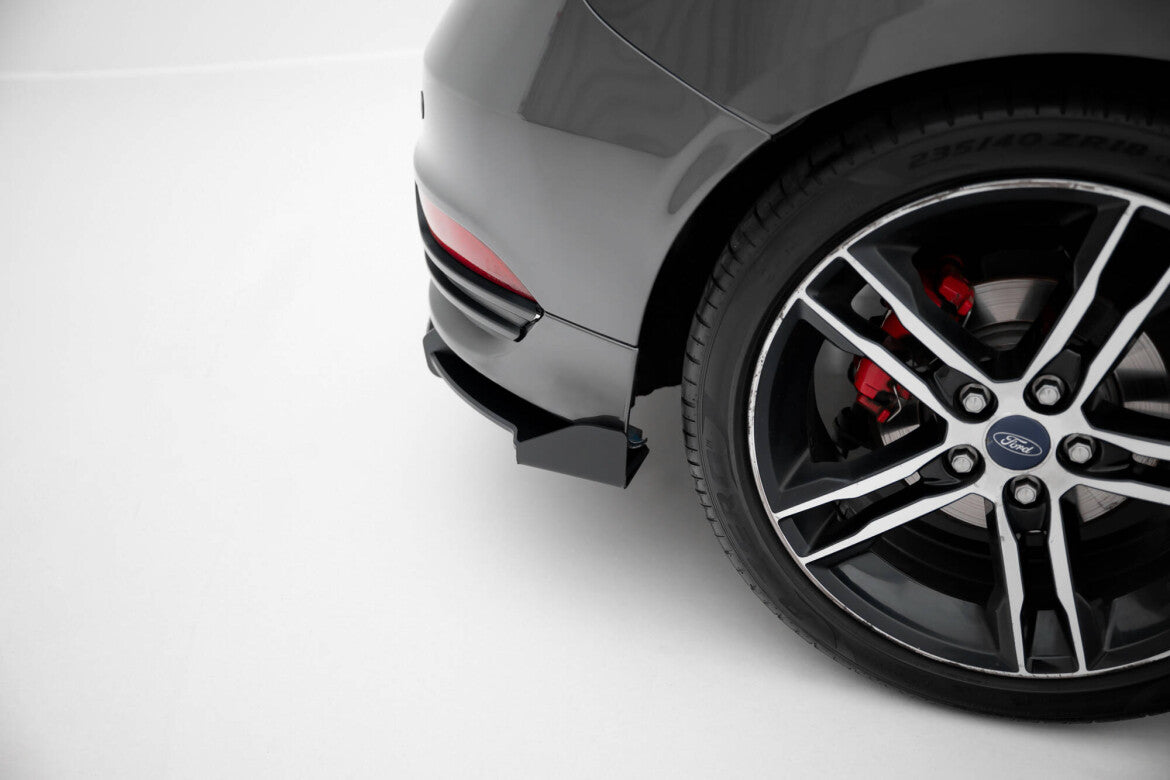 Street Pro Heckansatz Diffusor passend für Ford Focus ST Mk3 FL schwarz matt + Hochglanz Flaps