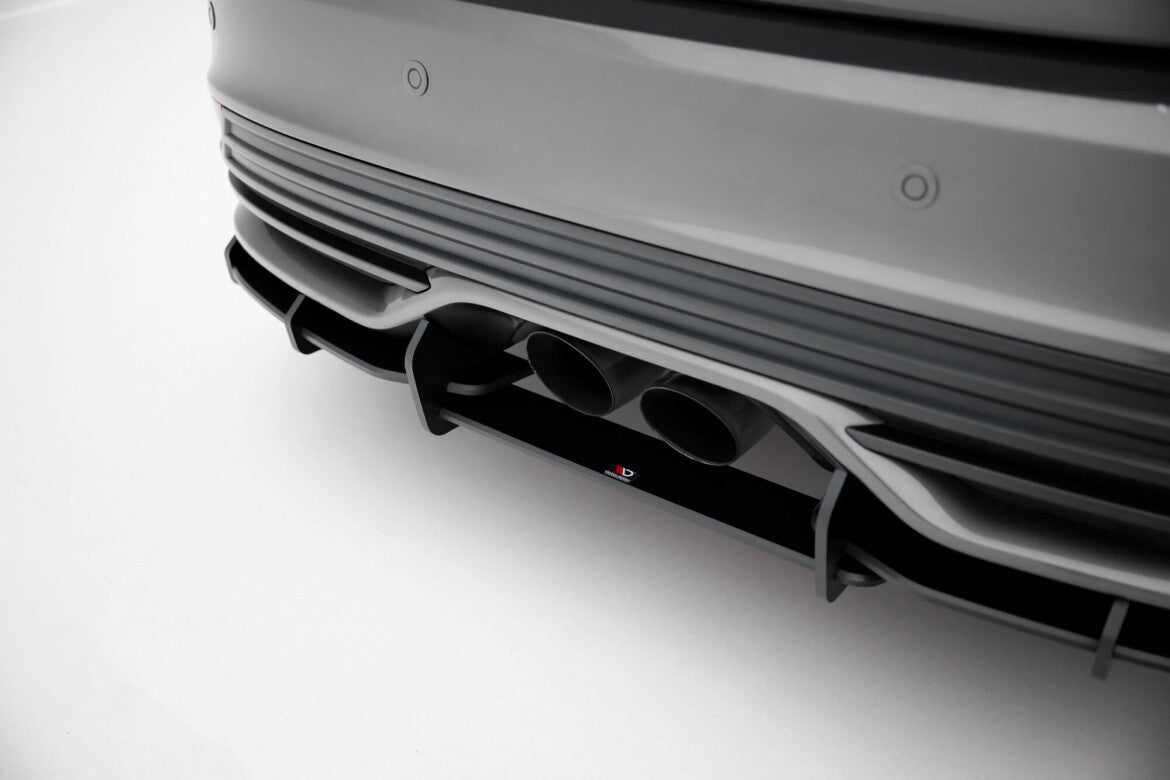 Street Pro Heckansatz Diffusor passend für Ford Focus ST Mk3 FL schwarz matt + Hochglanz Flaps