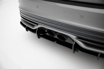 Street Pro Heckansatz Diffusor passend für Ford Focus ST Mk3 FL schwarz matt + Hochglanz Flaps