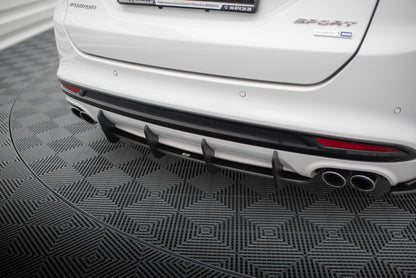 Street Pro Heckansatz Diffusor passend für Ford Mondeo Sport Mk5 FL / Fusion Sport Mk2 FL schwarz matt