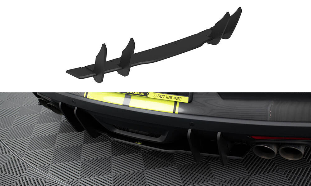 Street Pro Heckansatz Diffusor passend für Ford Mustang GT Mk6 schwarz-rot