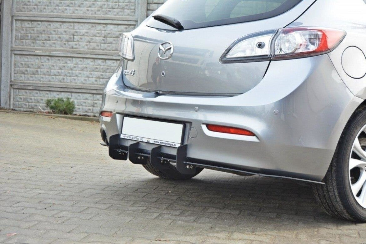Street Pro Heckansatz Diffusor passend für Mazda 3 MK2 SPORT (vor FL) schwarz matt