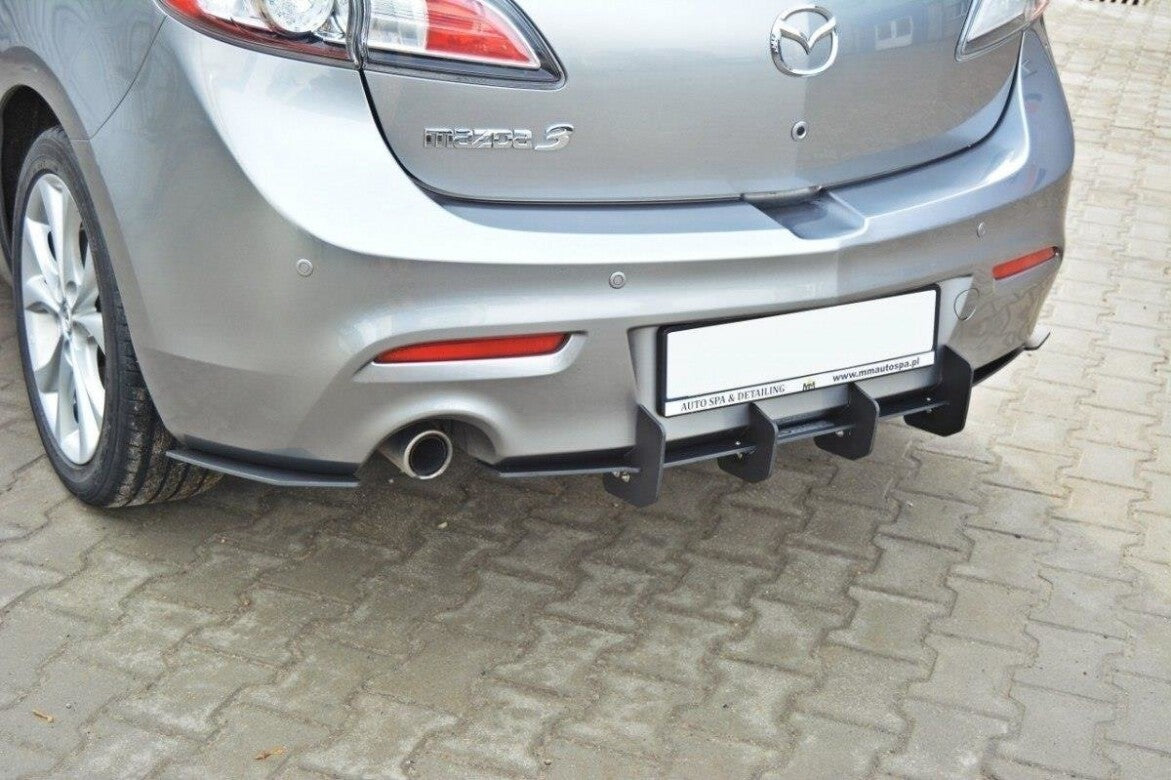 Street Pro Heckansatz Diffusor passend für Mazda 3 MK2 SPORT (vor FL) schwarz matt