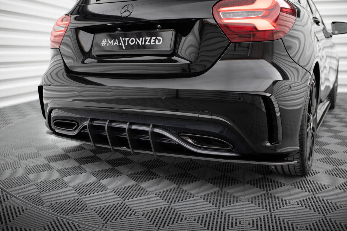 Street Pro Heckansatz Diffusor passend für Mercedes A AMG-Line W176 FL schwarz matt