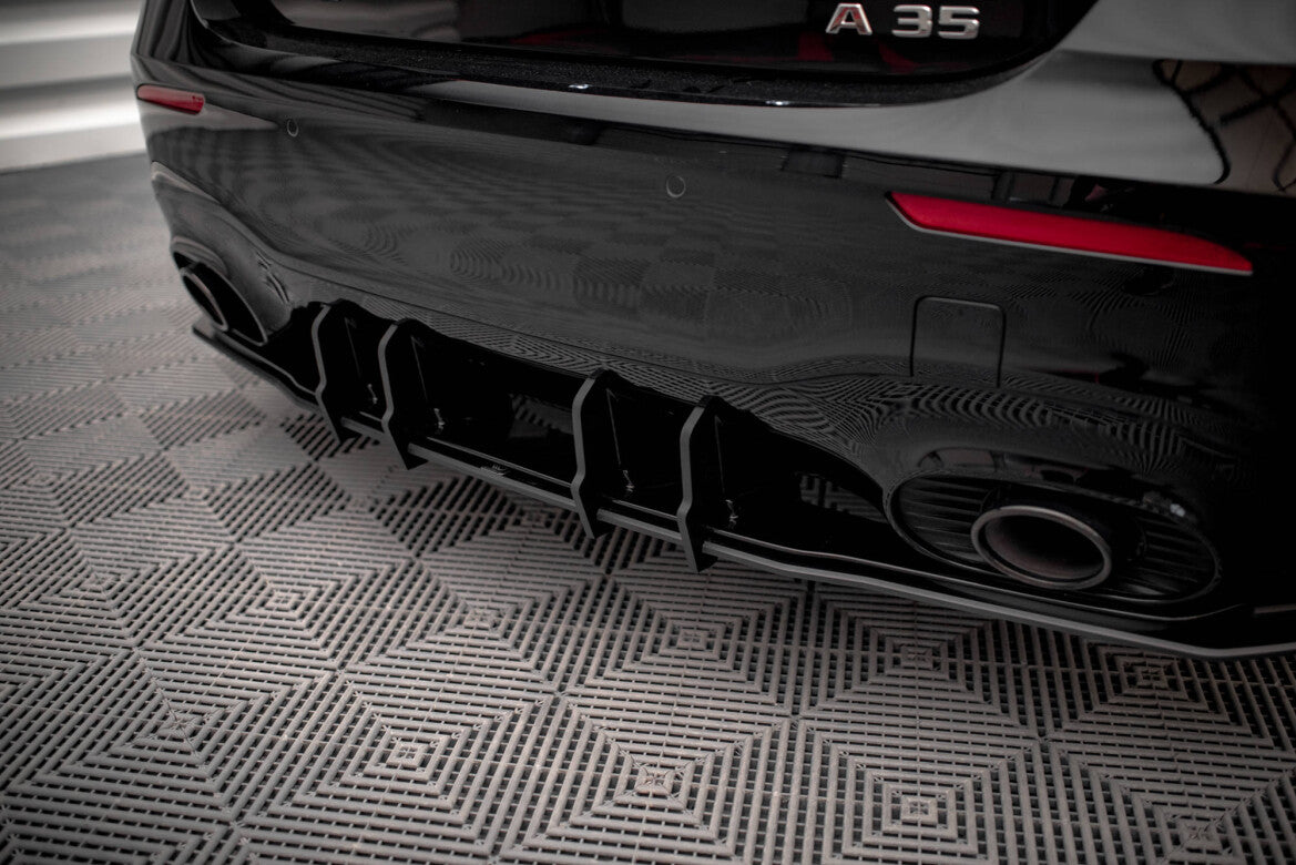 Street Pro Heckansatz Diffusor passend für Mercedes A35 AMG Hatchback Aero Pack W177 schwarz matt + Hochglanz Flaps
