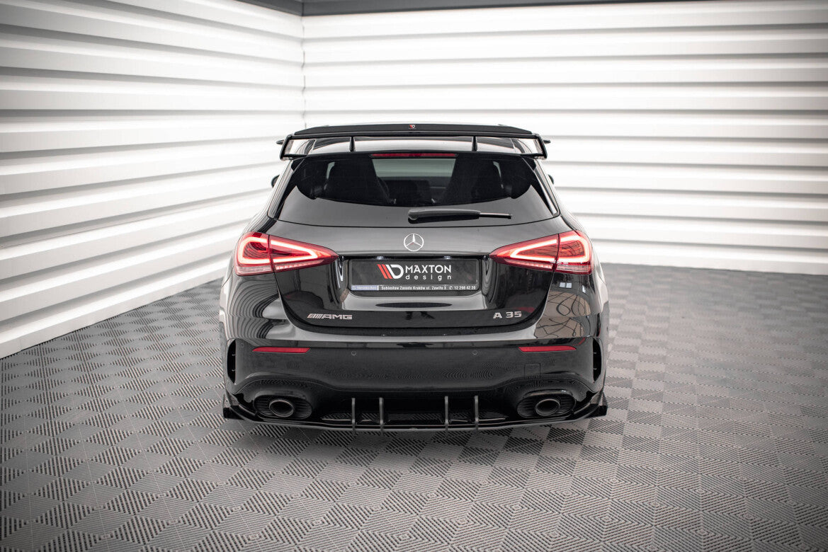 Street Pro Heckansatz Diffusor passend für Mercedes A35 AMG Hatchback W177 roter Kern + Hochglanz Flaps